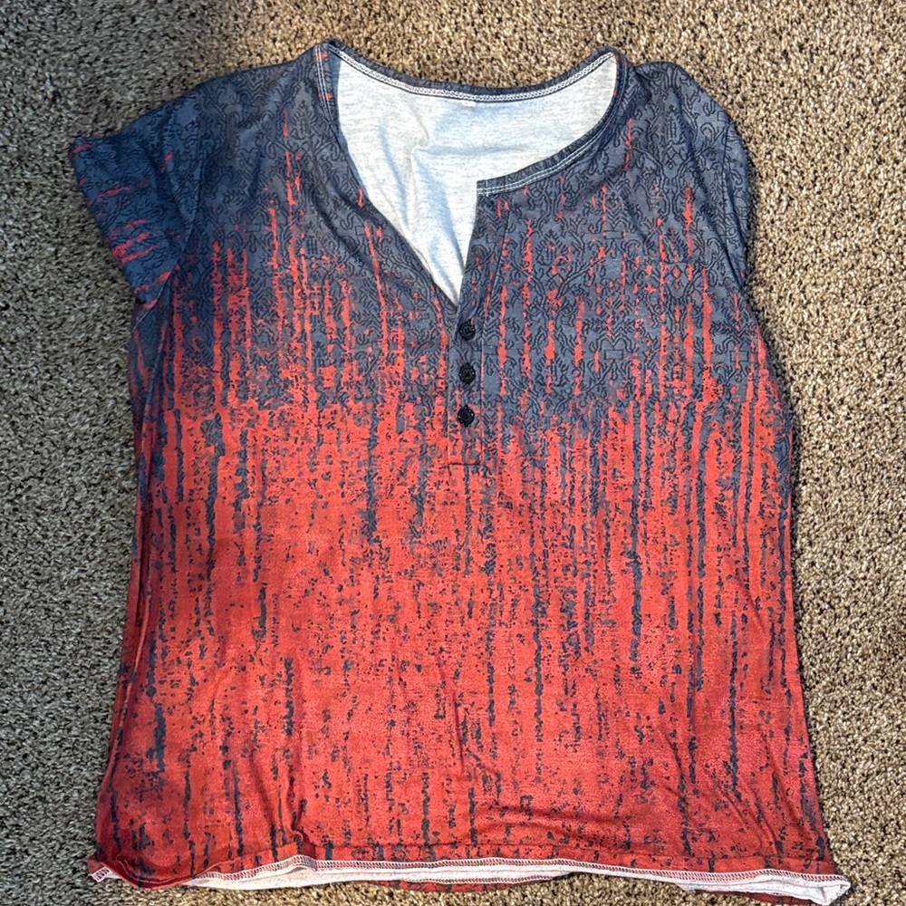 Elegant Red and Black Short Sleeve Top